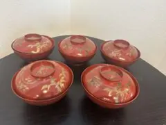 『骨董　和歌山　明治時代』蓋付き漆器 5個セット