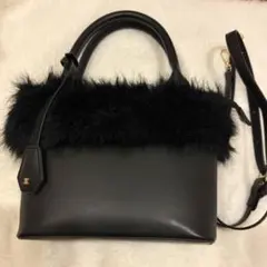ハンドバッグ ショルダーバッグ ファー ブラック