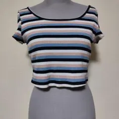 ボーダー クロップド 半袖T Ｊ-1