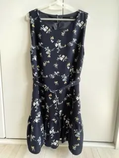 【新品】Heather花柄ノースリーブ　ミニワンピース ネイビー