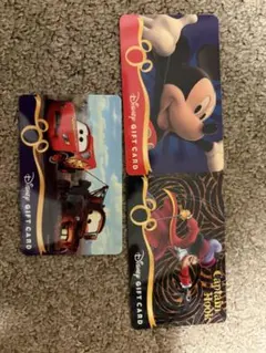 Disney Gift Card 3枚セット ミッキー カーズ フック船長