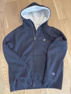 Champion 黒 フリースライニング パーカー