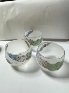 和風デザイン ガラス製湯飲み 3個セット