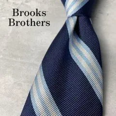 美品 Brooks Brothers ストライプ レップタイ ネクタイ ネイビー