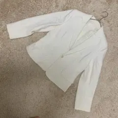 【良品】NATURAL BEAUTY ツイード調 ジャケット ホワイト 日本製