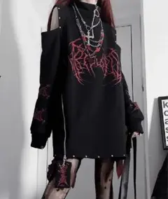 オフショルロンT パーカー　ジップ　アクロトーキョー