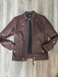 日本L【7度着用】DIESEL レザージャケット ライダース ダークブラウンのサムネイル
