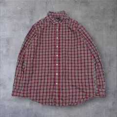 【US輸入】アメリカ古着チェック柄ボタンダウンメンズ長袖シャツアメカジレッド