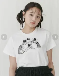 merry jenny CAT ribbon Tee オフホワイト 猫 Tシャツ