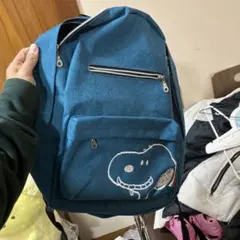 スヌーピーイラスト付き青いリュック