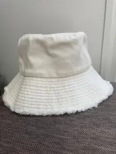 ホワイト バケットハット フリンジ付き 56~58cm