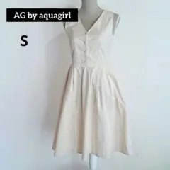 AG by aquagirl ストライプ柄 ノースリーブ ひざ丈 ワンピース S