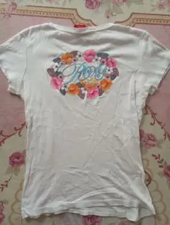 ROXY フラワー刺繍 Tシャツ XLARGE