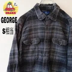 USA古着　GEORGE ネルシャツ　S相当 ブラック　グレー　オンブレ