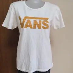 VANS 半袖Tシャツ ホワイト×オレンジ ロゴプリントのサムネイル