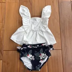 【美品】プティマイン フリル付き水着セット 80cm