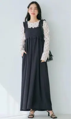 新品未使用★coca★シャーリングオールインワン ネイビー M