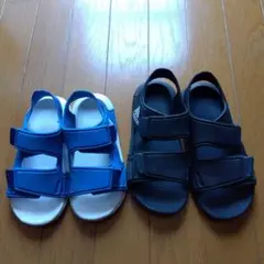 adidas ベルクロサンダル 青19cm 黒21cm 2足セット