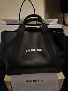 美品✨　BALENCIAGA ネイビーカバス M ハンドバッグ 黒色 レザー バレンシアガ ネイビーカバスM レザー トートバッグ ブラック