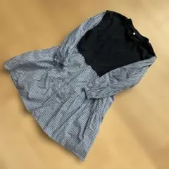 GU ストライプ長袖ワンピース 130