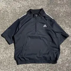 00's adidas ロゴ刺繍3ライン 半袖ハーフジップ 古着 プルジャケット
