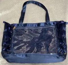 WEGO 痛バ レースアップトートバッグ サテン ネイビー Sサイズ