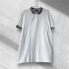 【美品】EMPORIO ARMANI ポルトガル製 ポロシャツ ホワイト×グレー