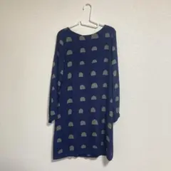 マリメッコ　イタリア柄　ワンピースネイビー 背面ボタン付き