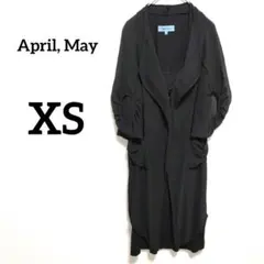 April, May レイヤード風ドッキングワンピース 袖デザイン 黒 XS