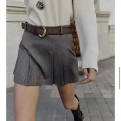 ZARA 今季新作 ベルト付プリーツスコート ミニスカート ショーパン Sサイズ