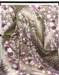 豆うさ　振袖 袷 金彩 枝梅文様 黒地　スモールサイズ 豆うさ様専用 振袖 袷 金彩 枝梅文様 黒地 スモールサイズ | Mercari