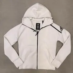 【美品】 アディダス パーカー ポリ ホワイト L Adidas フーディ