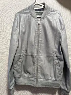 メンズ　フェイクレザージャケット　グレー　ZARA