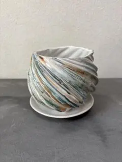 (7).マーブル模様が綺麗な植木鉢◎3号サイズ〻個性的陶器鉢＊