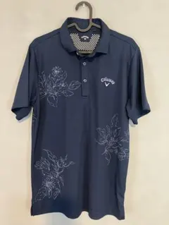 【美品】Callaway キャロウェイ　ネイビー 花柄 ポロシャツ L