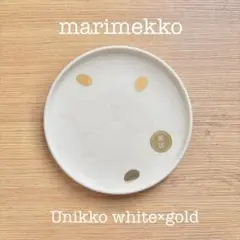 【新品】マリメッコ　ウニッコ　プレート　お皿　ゴールド　ホワイト　unikkoのサムネイル