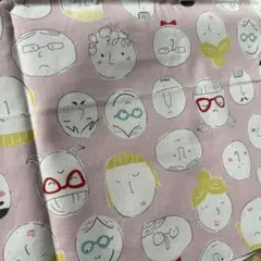 顔柄 プリントオックス生地 ピンク　コッカ