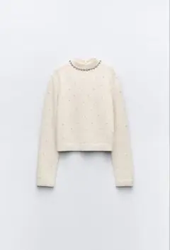 ZARA フェイクパール付きニットセーター