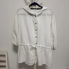 COLZA フード付きシャツ ホワイト L しまむら