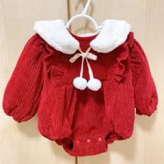 AOSTA ロンパース Sサイズ 0-6m クリスマス 赤 付け襟 帽子付き