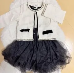 ワンピース セット 女の子 ドレス フォーマル 130白 黒 レース チュール