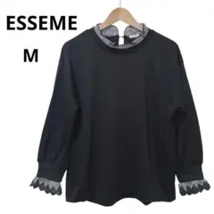 ESSEME エシーム トップス チェック柄 フリル 無地 長袖 重ね着風