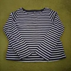 UNIQLO 長袖カットソー 130 ネイビー/ホワイトストライプ