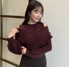 Her lip to ニットプルオーバー　ボルドー　新品