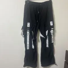 レフレム ロゴテープベルト付きナイロンフレアカーゴパンツ REFLEM