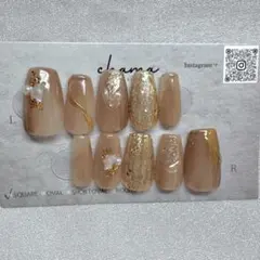 No.4amber gold nuance｜上品ベージュのニュアンスネイルチップ