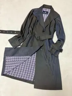 アクアスキュータム トレンチコート ロング ダブル　ベルト グレー レディース アクアスキュータム トレンチコート ロング ダブル ベルト グレー