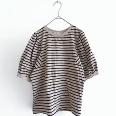 PAGE BOY ボーダー バルーンスリーブ Tシャツ ベージュ カジュアル