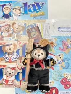 ★新品 復刻 オープンマウス ダッフィー ぬいぐるみバッジ 黒猫 ハロウィーン