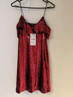 新品 ZARA 背中 オープン 肩 デザイン 総スパンコール ドレス ワンピ 新品 ZARA スパンコール ワンピース ドレス - メルカリ
